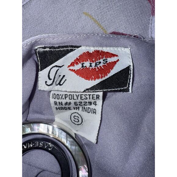 Tulips 90s Vintage Slip Purple Midi dress lavender S Flower Spring Floral Y2K - Picture 10 of 11